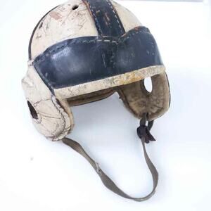 Vintage Football Helmet Est. C. 1920-1940, Fabric Chin Strap